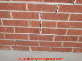 Damage to a brick veneer wall Southwest US b 1957 (C) InspectApedia.com RD