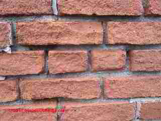 Brick wall frost damage © Daniel Friedman at InspectApedia.com