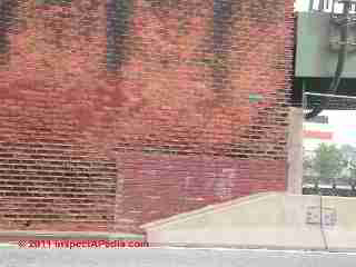 Brick wall frost damage © Daniel Friedman at InspectApedia.com