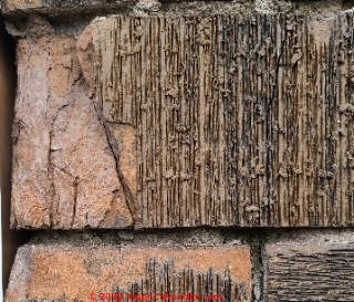 Hollow clay brick / block wall construction, Two Harbors MN (C) Daniel Friedman at InspectApedia.com