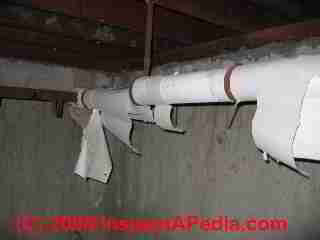 Asbestos in crawl area © Daniel Friedman at InspectApedia.com
