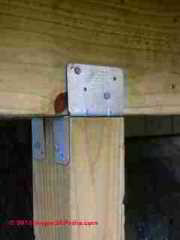 Deck beam to post connector © D Friedman at InspectApedia.com 