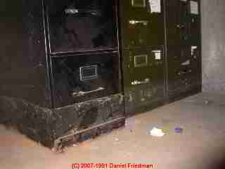 Photograph of flooded file cabinets