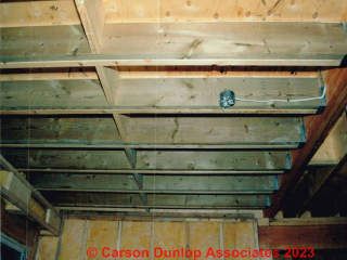 Floor joists reinforced with solid blocking (C) Carson Dunlop Associates at Inspectapedia.com