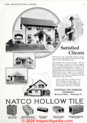 Natco hollow clay tile company advertisement in Architectural Forum October 1920 - at InspectApedia.com