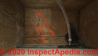 Splits in ledger board or girder (C) InspectApedia.com Chuck
