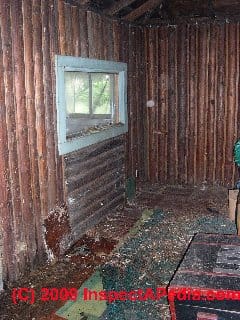 Green cabin Two Harbors Interior © Daniel Friedman at InspectApedia.com