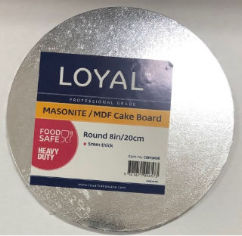 Loyal brand Masonite Cake Boards from Loyal Bakeware, cited at InspectApedia.com 
