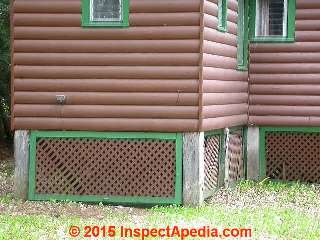 Long home on piers, upstate New York © Daniel Friedman at InspectApedia.com