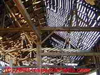 Post and beam construction © Daniel Friedman at InspectApedia.com