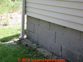 Damaged foundation in step crack or stair step pattern (C) Dan iel Friedman