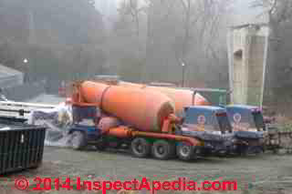 Concrete placement by delivery trucks and concrete pump, large construction project, Vassar College, Poughkeepsie NY © Daniel Friedman