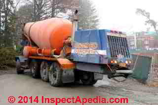 Concrete placement by delivery trucks and concrete pump, large construction project, Vassar College, Poughkeepsie NY © Daniel Friedman