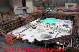 Concrete placement by delivery trucks and concrete pump, large construction project, Vassar College, Poughkeepsie NY © Daniel Friedman