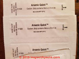 Arsenic test strips (C) Daniel Friedman at InspectApedia.com