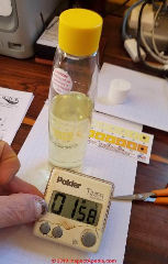 Timer used for the two minute rest period of reagent #2 in the arsenic test (C) Daniel Friedman at InspectApedia.com