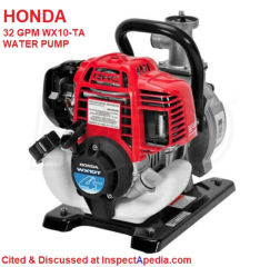 Honda TX10 portable water pump cited & discussed at InspectApedia.com