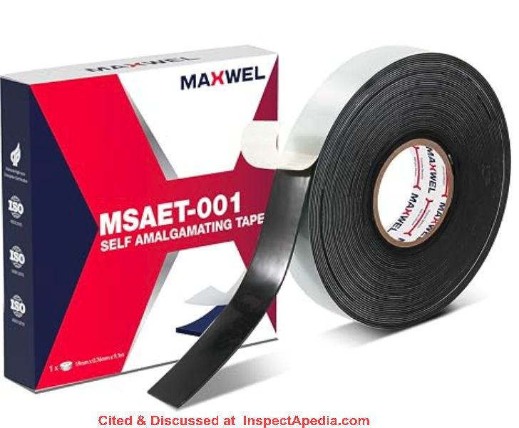 Rubber electrical splicing tape cited & discussed at InspectApedia.com