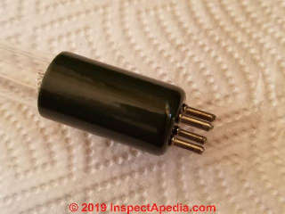 UV water purifier bulb connector inspection (C) Daniel Friedman at InspectApedia.com